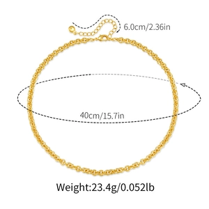 Tabla de tallas detallada para collar de cadena dorada de 40 cm con extensión de 6 cm