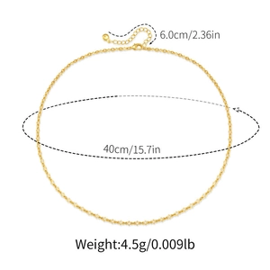Tabla de tallas de collar de cadena de estrella dorada con largo 40cm y extensión de 6cm