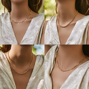 Collar de Cobre Chapado en Oro para Mujer Minimalista Chic Choker Apilable Cadena Simple Accesorio de Joyería Versátil