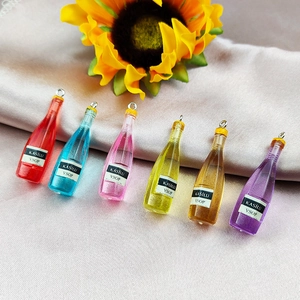 Simulation Wine Bottle Resin Pendants Mini Colorful Beverage Drinks Charms With Metal Loop For DIY Jewelry Making Keychain Decoration Women Girls Gift