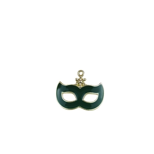 Pendentif masque en émail vert foncé et or avec attache flocon pour bijoux DIY faits main