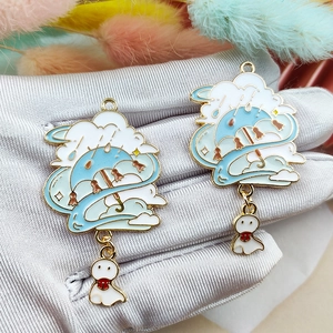 Cartoon sun and rain cloud alloy charms with weather doll pendants for DIY necklaces