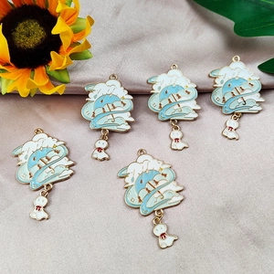 Five-piece cartoon alloy charm set with clouds and sunny doll for DIY jewelry making