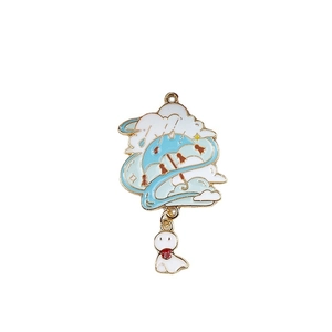 Cartoon weather enamel charm with umbrella and teru teru bozu pendant for DIY jewelry