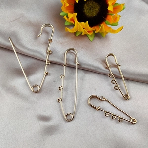Vintage Gold Alloy Safety Pin Brooch Base With Loops For DIY Jewelry Making Findings Handcrafted Craft Accessory For Women
