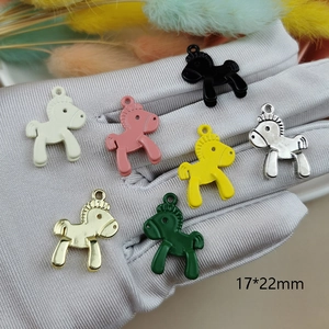 Colorful rocking horse alloy charms 17x22mm for DIY jewelry making and bracelets