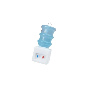 3D miniature blue water dispenser pendant with keychain hook for DIY crafts