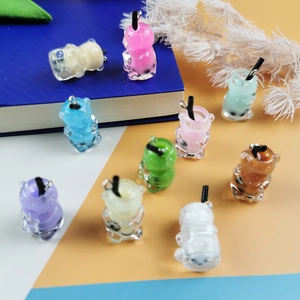 Μίνι μενταγιόν αρκουδάκι bubble tea από ρητίνη με γάντζους για DIY κοσμήματα