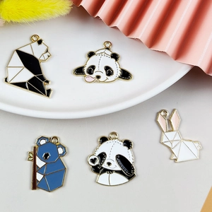 Cartoon Dier Legering Emaille Hangers DIY Sieraden Accessoires Panda Koala Konijn Charms Voor Sleutelhanger Ketting Armband Maken