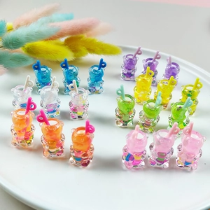 Pendentifs gobelet ours en résine colorée pour bijoux DIY et porte-clés