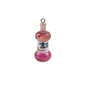 Rosa durchscheinender Harzflaschenanhänger mit Metallring für DIY-Schmuck