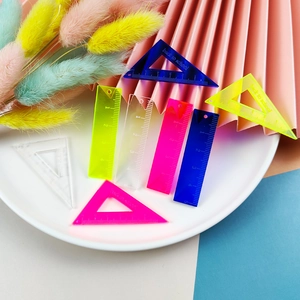 Acrylic Mini Ruler Pendant DIY Jewelry Accessories Back To School Fluorescent Scale Straight Triangle Ruler Earrings Charms
