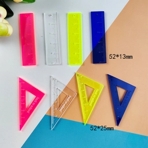 Neon acrylic mini ruler set for DIY earrings with Back to School print, 8-piece set