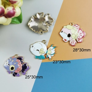 Enamel koi fish charms in diverse colors for DIY jewelry making, sizes 28x30mm