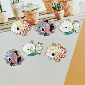 DIY enamel goldfish alloy pendants set for handmade jewelry earrings and necklaces