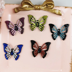 DIY Μενταγιόν Πεταλούδα από Κράμα Σμάλτου Με Στρας Κούφια 3D Πεταλούδα Κοσμήματα Charms για Κατασκευή Αξεσουάρ Μαλλιών