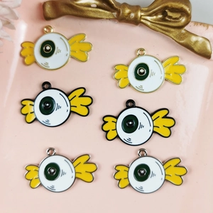 Halloween DIY Alloy Enamel Eyeball Candy Charms For Jewelry Making Funny Quirky Big Eyes Earring Bracelet Necklace Pendant Accessory