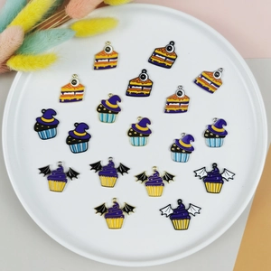 Pendentifs Halloween en alliage de gâteaux citrouille et chauve-souris pour bijoux DIY