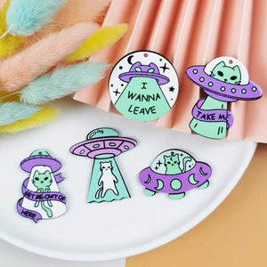 Breloques en Acrylique Chat UFO de Dessin Animé pour la Fabrication de Bijoux Pendentifs Vaisseau Extraterrestre pour Boucles d'Oreilles Collier Bracelet DIY