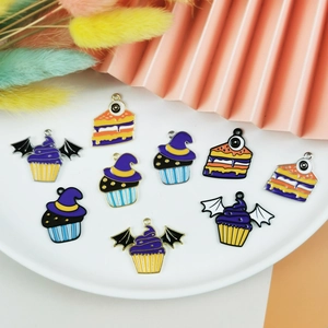 Lot de breloques d'Halloween en alliage pour création de bijoux DIY violet et orange
