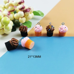 Miniature resin cupcake charms with colorful sprinkles for DIY jewelry and keychains