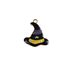 Cartoon witch hat enamel charm with gold loop for DIY jewelry and necklaces