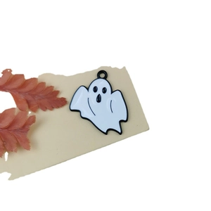 DIY Halloween white enamel ghost pendant with hanging ring for jewelry making crafts