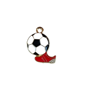 Pendentif en émail ballon de foot et chaussure rouge pour création de bijoux DIY