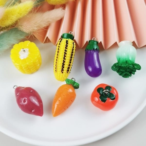 Realistic Resin Vegetable Pendants Realistic 3D Cabbage Corn Carrot Tomato Charms For DIY Earring Keychain Jewelry Making