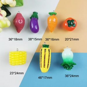 DIY resin vegetable charms set with metal loops for creative jewelry making projects