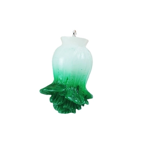 DIY white and green gradient resin vegetable charm with silver loop for jewelry