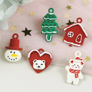 Ciondoli in Lega di Smalto Natalizio Pupazzo di Neve Albero Casa Orso Charms per Fai da Te Collana Portachiavi Gioielli