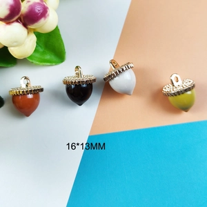 DIY colorful acorn jewelry pendants 16x13mm in resin and gold alloy for necklaces