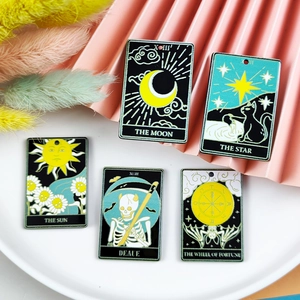 Halloween Tarotkarten Anhänger Acryl Charms Für Schmuckherstellung DIY Ohrringe Halsketten Sonne Mond Stern Tod Muster