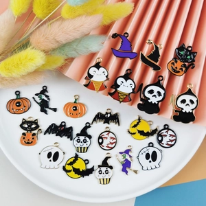 Halloween Legering Emaille Bedeltjes Pompoen Geest Heks Vleermuis Schedel Oogbal Voor DIY Sieraden Maken Armband Oorbel Accessoire
