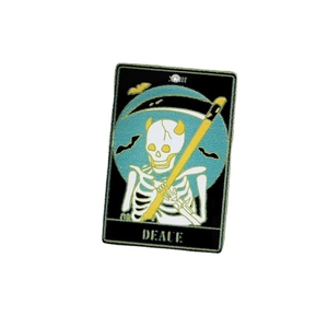 Halloween-Tarot-Todeskarte Acryl-Badge mit Totenkopf, Mond und Sense für DIY-Schmuck