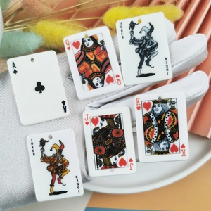 Pendentifs en Acrylique Cartes à Jouer Recto Verso pour Création Bijoux DIY Charms Coeur As Valet Dame Roi Joker