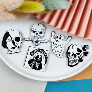 Gothic Acrylic Skull Rose Ghost Grim Reaper DIY Pendants For Jewelry Making Handmade Earrings Necklace Halloween Accessories