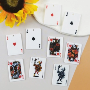 Pendentifs cartes à jouer en acrylique avec motifs As et Joker pour bijoux DIY