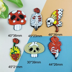 Pendentifs gothiques en acrylique avec crânes et roses pour boucles d'oreilles DIY