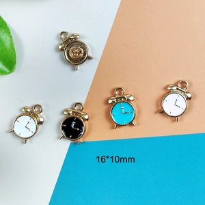 Set of enamel alarm clock charms in multiple colors for DIY jewelry making 16x10mm
