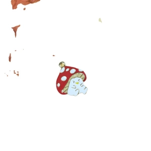 Cute red polka dot mushroom enamel pendant with cartoon face for DIY jewelry making