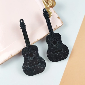 Printed Acrylic Guitar Shaped Pendants With Starry Glitter Design For DIY Jewelry Making Necklaces Earrings Accessories