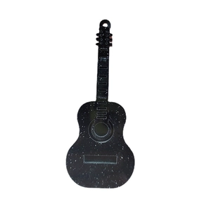 Creative black double-layer acrylic electric guitar pendant with silver glitter finish