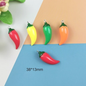 Colorful resin chili pendants for DIY earrings jewelry making 38x13mm size charms