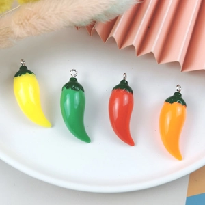 Cute resin chili pepper charms in four colors for DIY jewelry making accessories