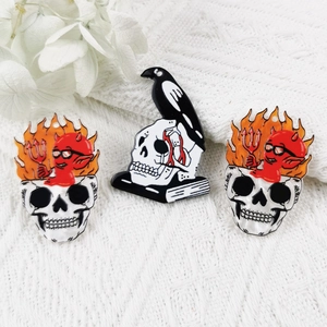 Gothic Acryl Krähe und Feuer Schädel Teufel Anhänger für DIY Schmuckherstellung Zubehör