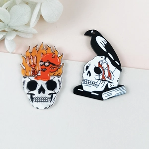 Acryl-Anhänger mit Rabe und Totenkopf im Hip-Hop-Stil für DIY-Schmuckherstellung