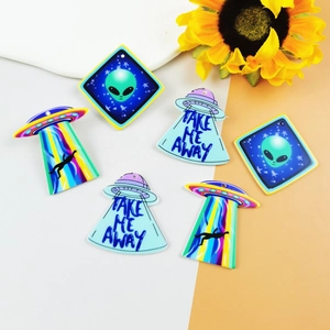 Pendentifs originaux en acrylique OVNI et extraterrestre pour bijoux DIY et porte-clés