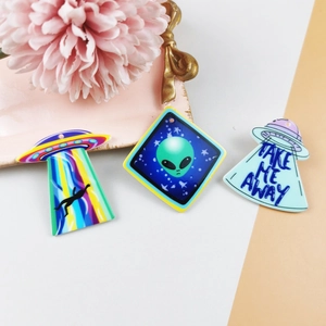 Pendentifs en Acrylique Drôles Extraterrestre OVNI Accessoires Bijoux DIY Thème Spatial pour Boucles d'Oreilles Porte-Clés